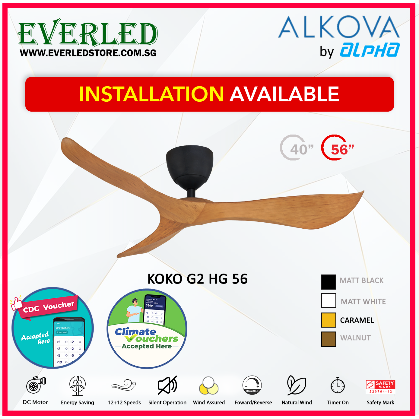 *STANDARD INSTALLATION* Alpha DC Koko (HG-HUGGER) with Inverter DC fan *CDC & Climate Voucher Accepted In Showroom*