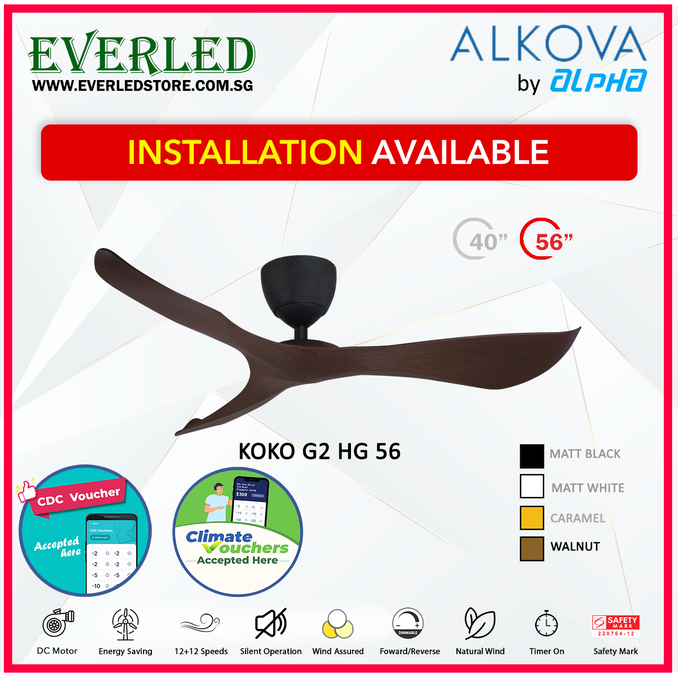 *STANDARD INSTALLATION* Alpha DC Koko (HG-HUGGER) with Inverter DC fan *CDC & Climate Voucher Accepted In Showroom*