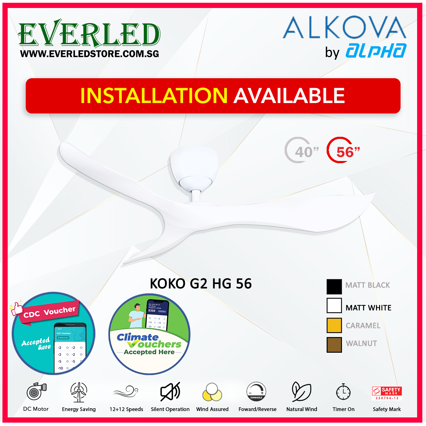 *STANDARD INSTALLATION* Alpha DC Koko (HG-HUGGER) with Inverter DC fan *CDC & Climate Voucher Accepted In Showroom*
