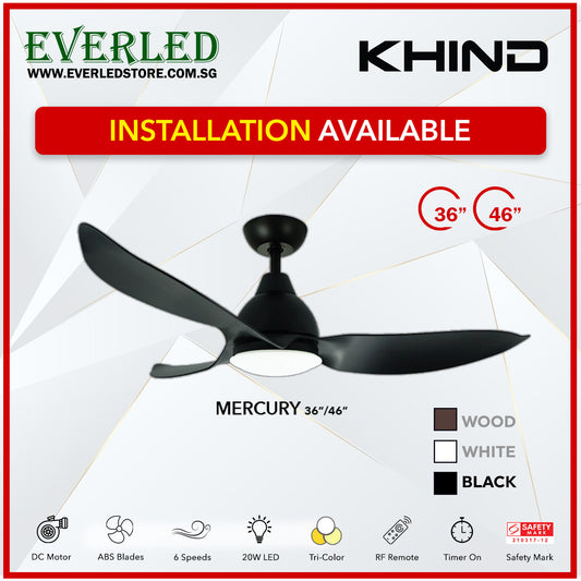 *FREE INSTALLATION* Khind DC Mercury 36"/46"  with Tri-color LED (Inverter DC Fan)