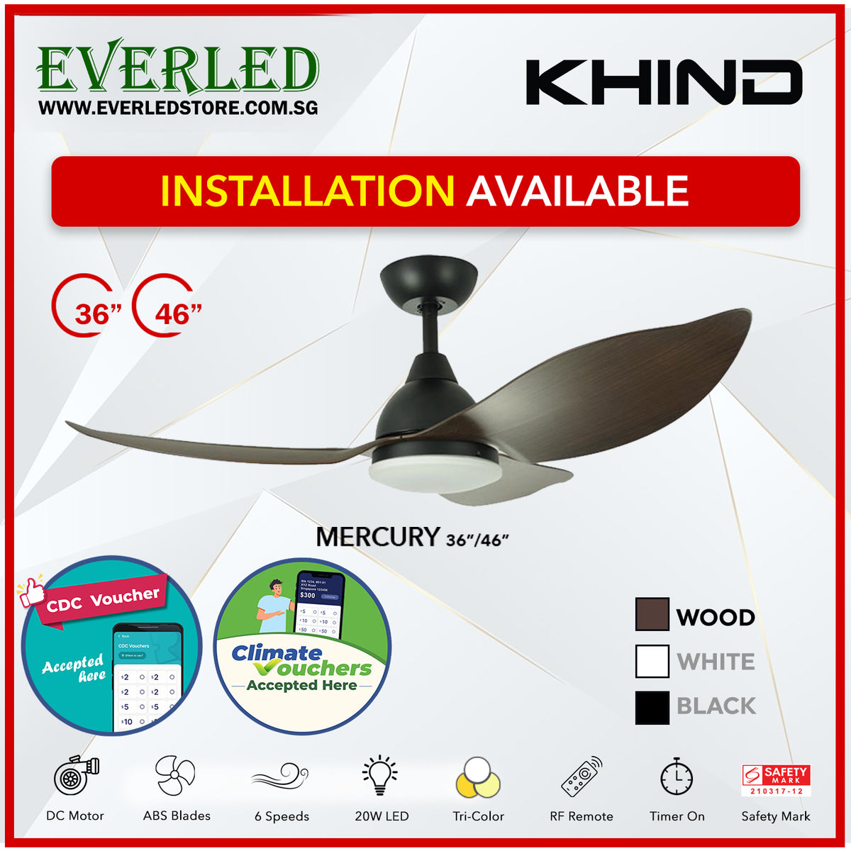 STANDARD INSTALLATION* Khind DC Mercury 36