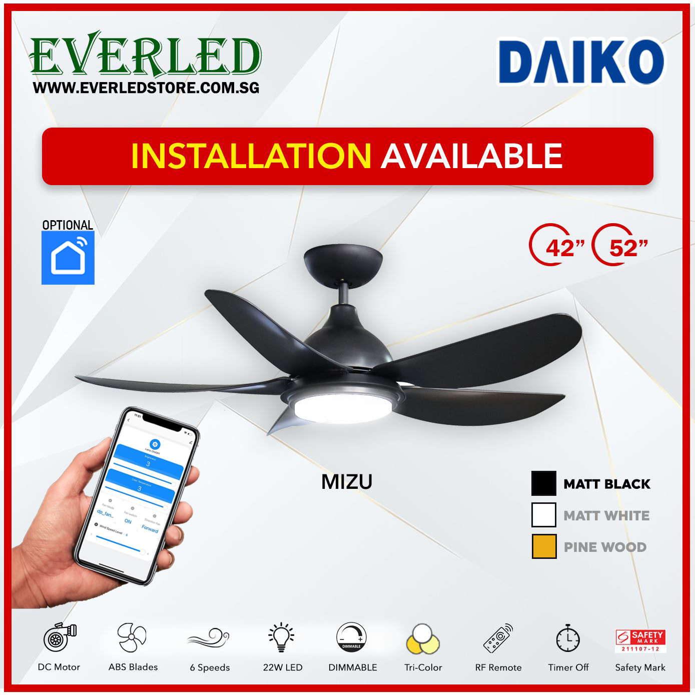 Daikon FREE STANDARD INSTALLATION* Daiko DC Mizu 42