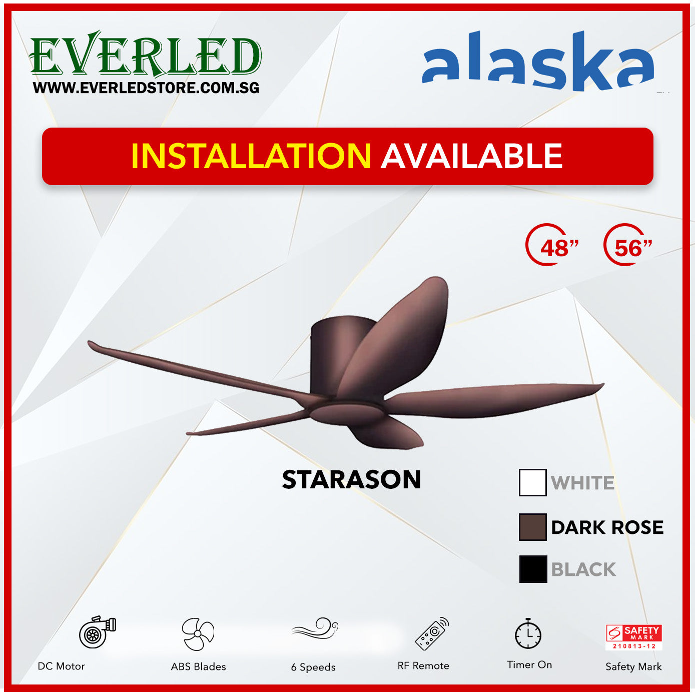 Alaska DC Starason III 48"/56" (Inverter DC Fan) with Samsung dimmable light kit