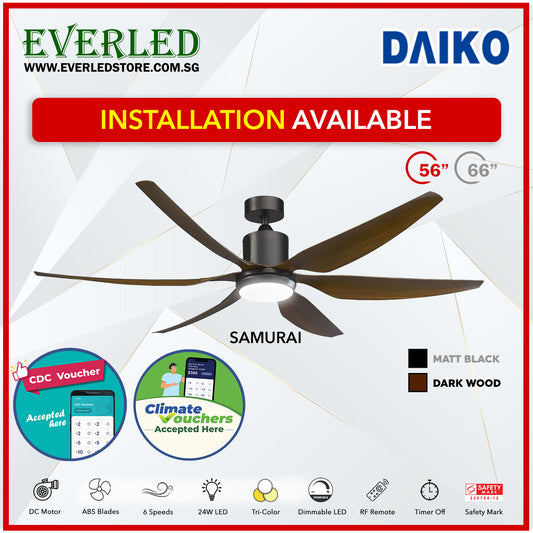 Daiko DC Samurai 56"  with Tri-color LED (Inverter DC Fan) *CDC & Climate Voucher Accepted In Showroom*