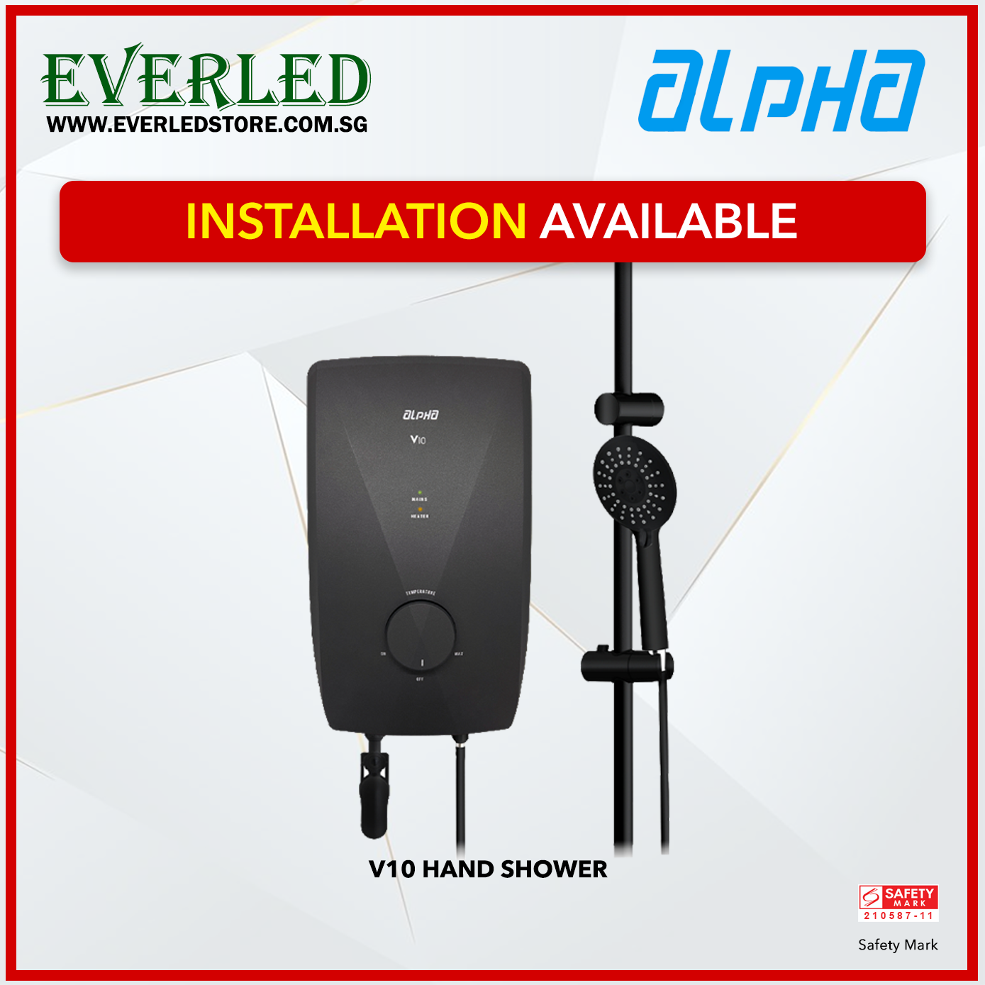 Alpha Instant Shower Heater (ALPHA V10 - HAND SHOWER/RAIN SHOWER)