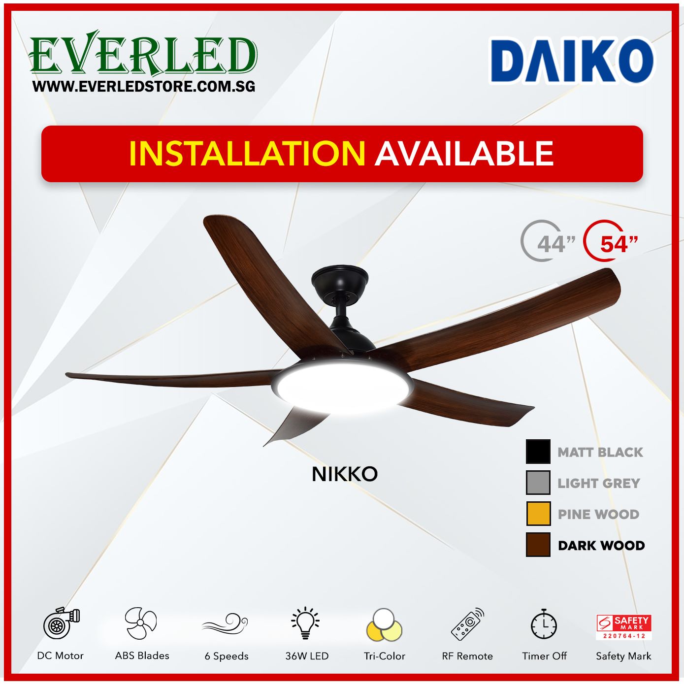[Daiko 3 Room Nikko Package] Daiko Nikko 54 X 1 + Daiko Nikko 44 X 2 (DC Inverter Fan)