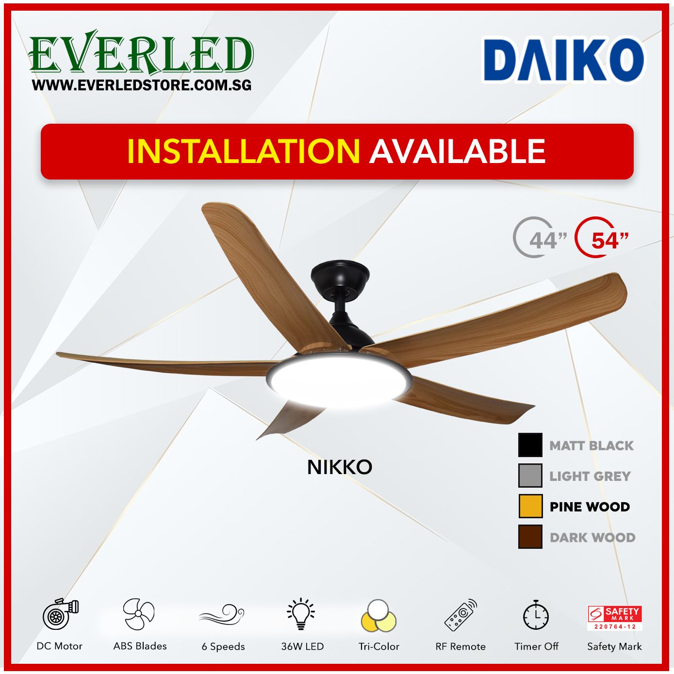 [Daiko 3 Room Nikko Package] Daiko Nikko 54 X 1 + Daiko Nikko 44 X 2 (DC Inverter Fan)