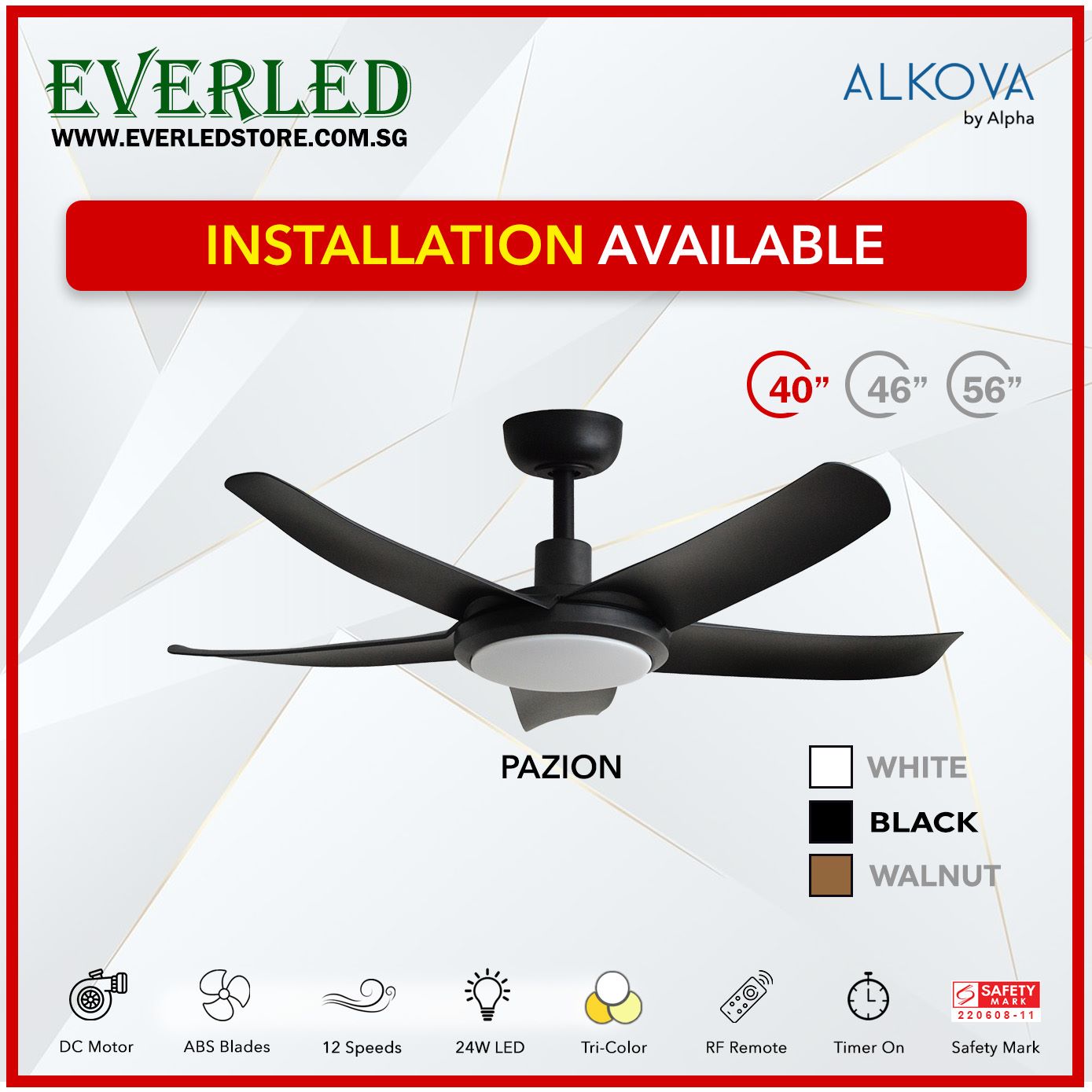 Alpha DC Pazion  40/46/56" with Tri-colour LED (Inverter DC fan)