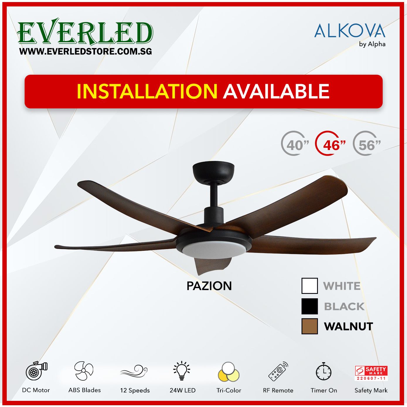 Alpha DC Pazion  40/46/56" with Tri-colour LED (Inverter DC fan)