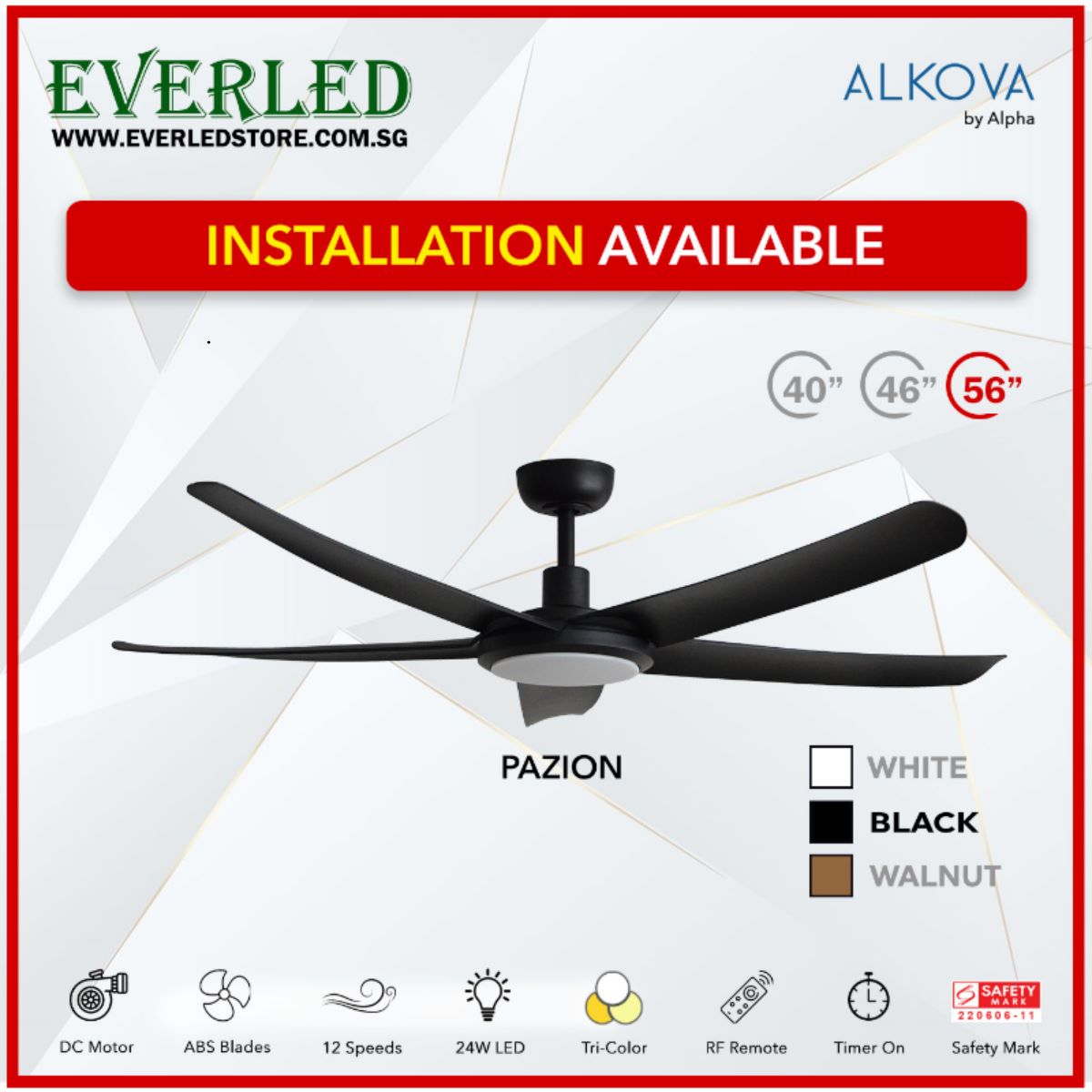 Alpha DC Pazion  40/46/56" with Tri-colour LED (Inverter DC fan)