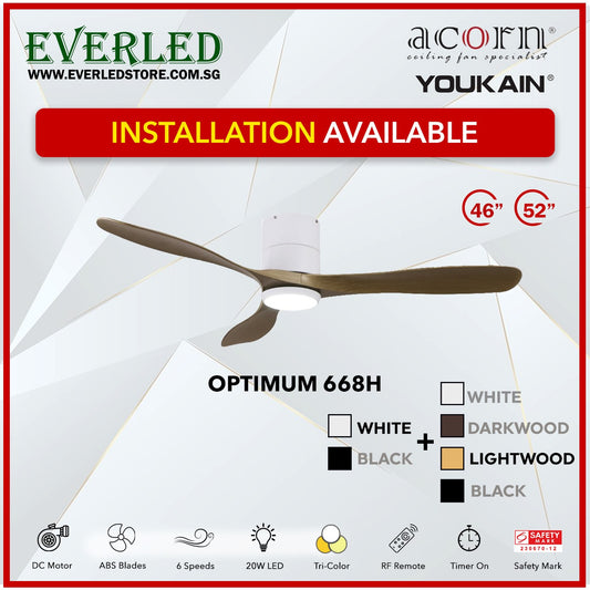 *INSTALLATION AVAILABLE* Acorn (Youkain) *SMART DC INVERTER* Optimum 668H 46"/52"  with Tri-color LED