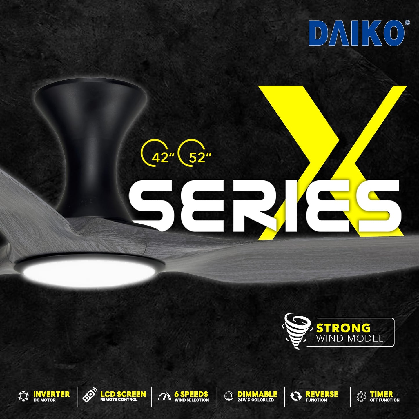 *FREE INSTALLATION* Daiko DC Yuga 3X 52"  with DIMMABLE Tri-color LED (Inverter DC Fan) *CDC & Climate Voucher Accepted in Showroom*