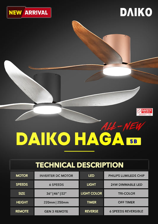 *FREE INSTALLATION* Daiko DC Haga 5B (Fuji) 36"/46"/52" with Tri-color LED (Inverter DC Fan)