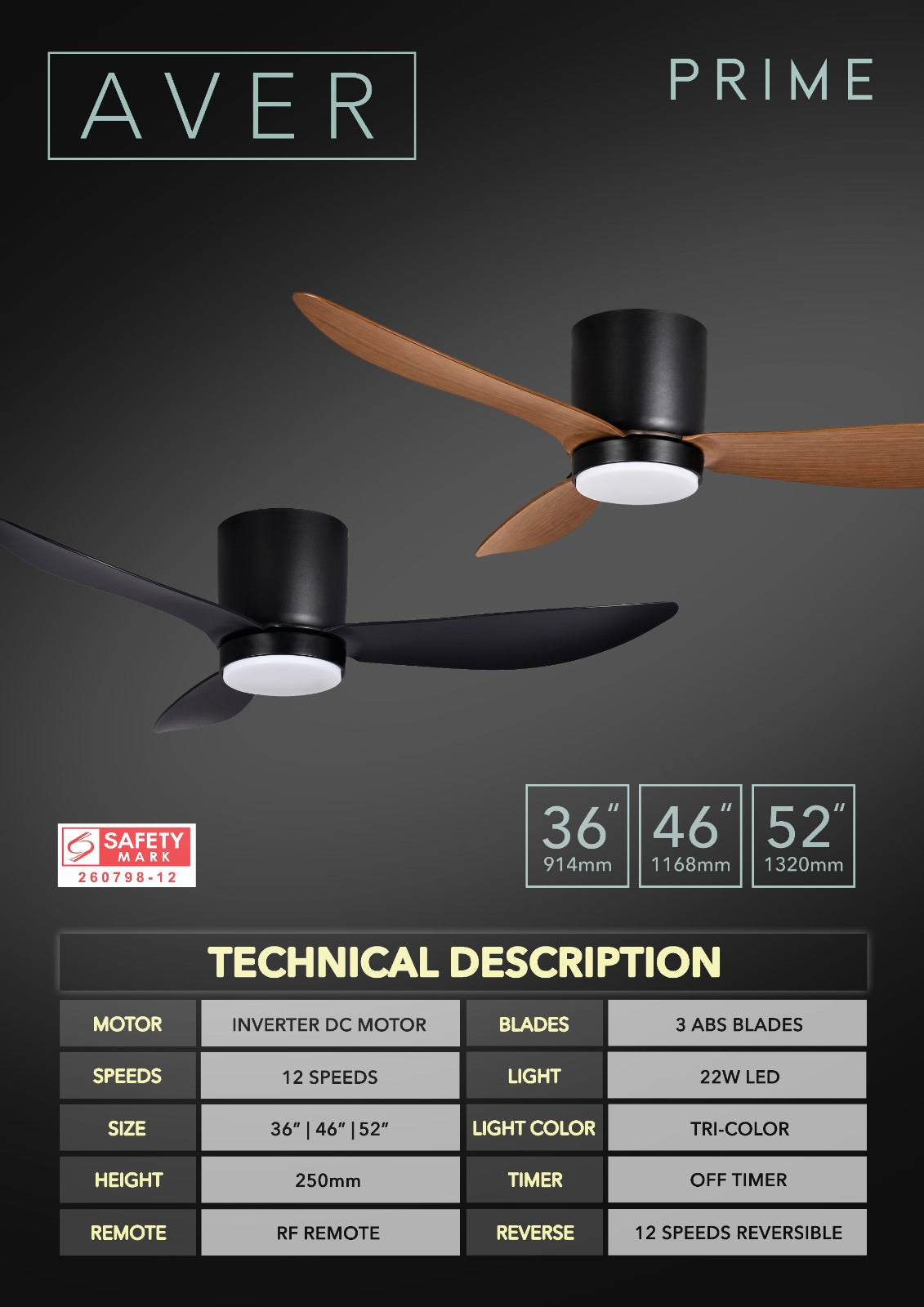 *FREE INSTALLATION*  AVER DC Prime 36"/46"/52" with Tri-color LED (Inverter DC Fan) *Climate Voucher Accepted In Showroom*