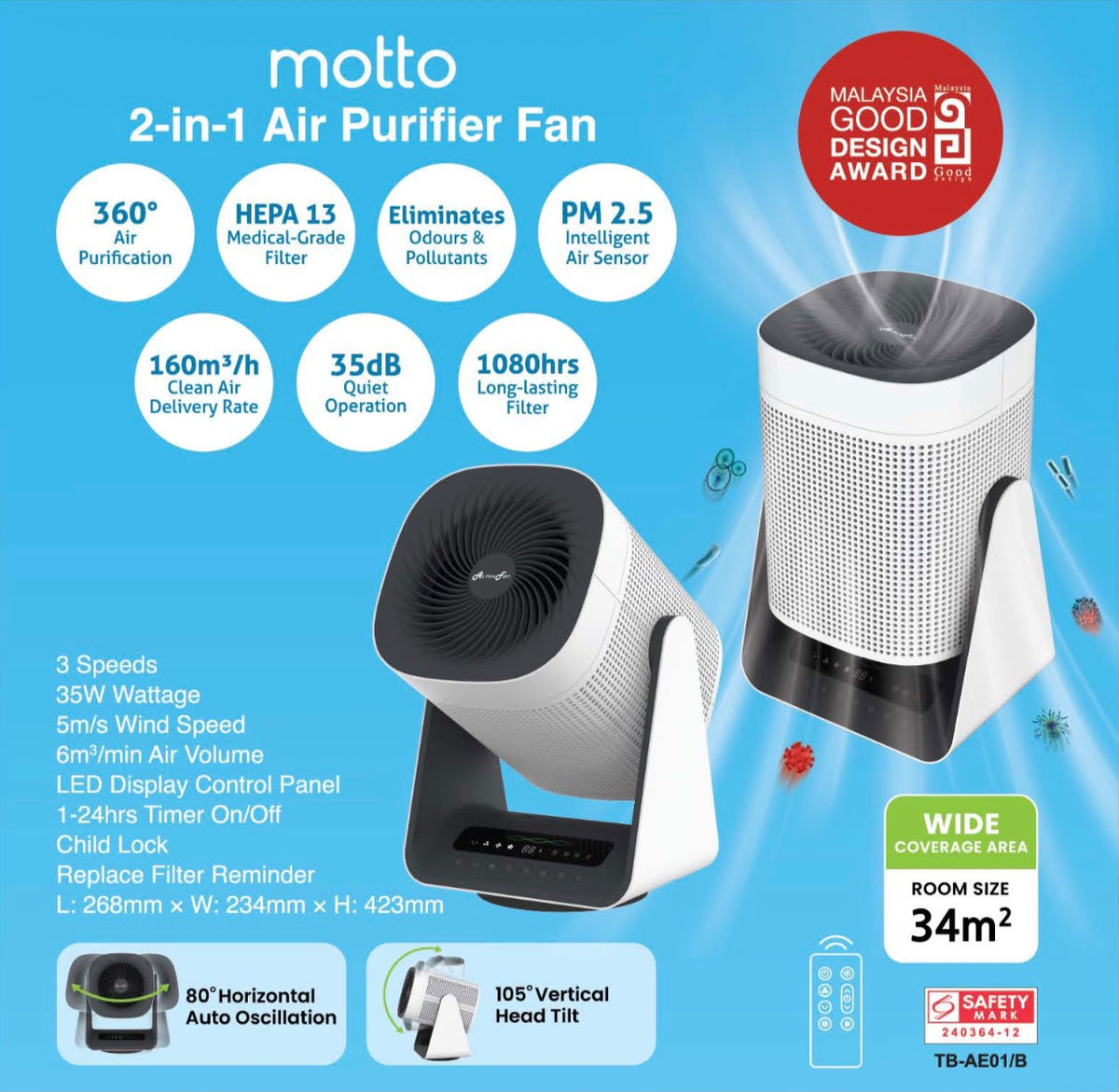 Alpha 2-in-1 Air Purifier Fan