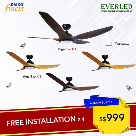 [Daiko 4 Room Yuga Package] Daiko Yuga 5 X 1 + Daiko Yuga 3 X 3 (DC Inverter Fan)
