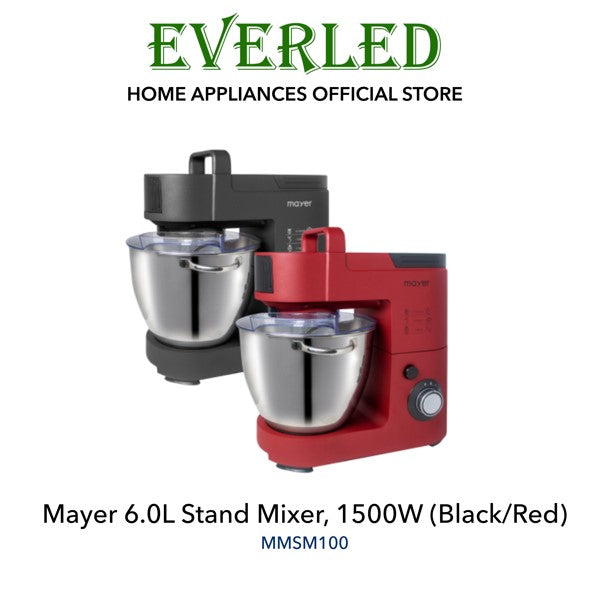 MAYER 6.0L Stand Mixer, 1500W (Black/Red) [MMSM100]