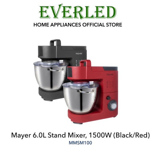 MAYER 6.0L Stand Mixer, 1500W (Black/Red) [MMSM100]