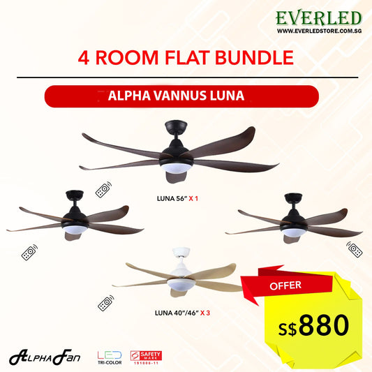 [Alpha Fan 4 Room Package] Alpha Luna 56 inch X 1 + Alpha Luna 40 or 46 inch X 3 (DC inverter fan)