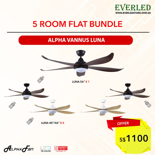 [Alpha Fan 5 Room Package] Alpha Luna 56 inch X 1 + Alpha Luna 40 or 46 inch X 4 (DC inverter fan)
