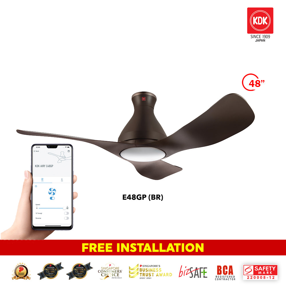 (Free Standard Installation) KDK Airy E48GP (3 Blades 48" with Wi-Fi and App Control)