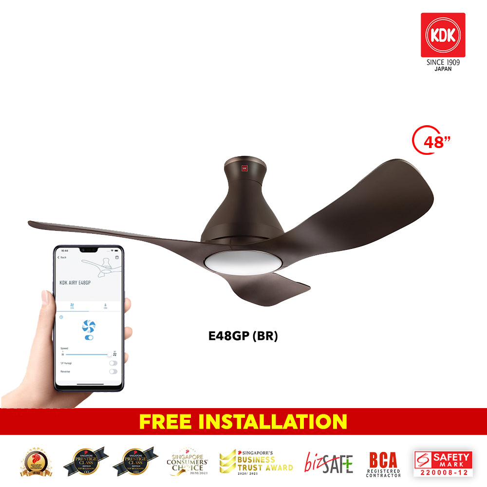 (Ready Stock) KDK Airy E48GP (3 Blades 48" with Wi-Fi and App Control)