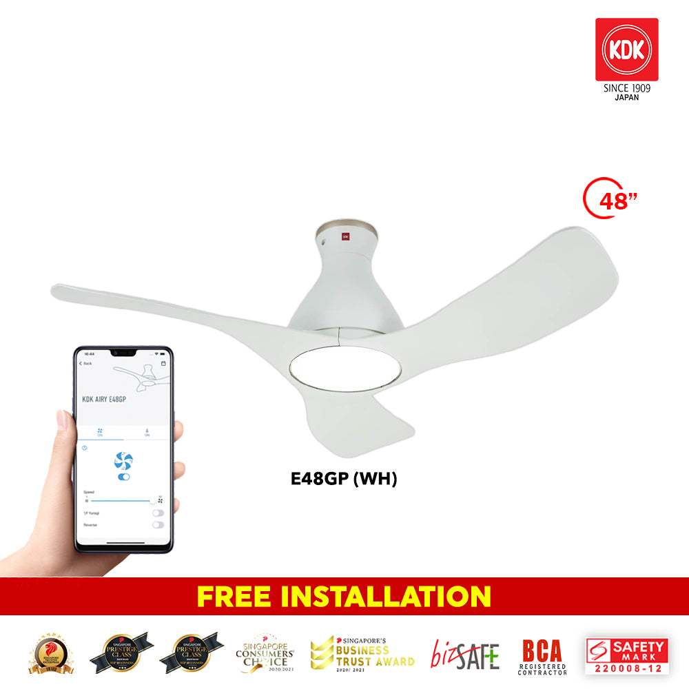 (Free Standard Installation) KDK Airy E48GP (3 Blades 48" with Wi-Fi and App Control)