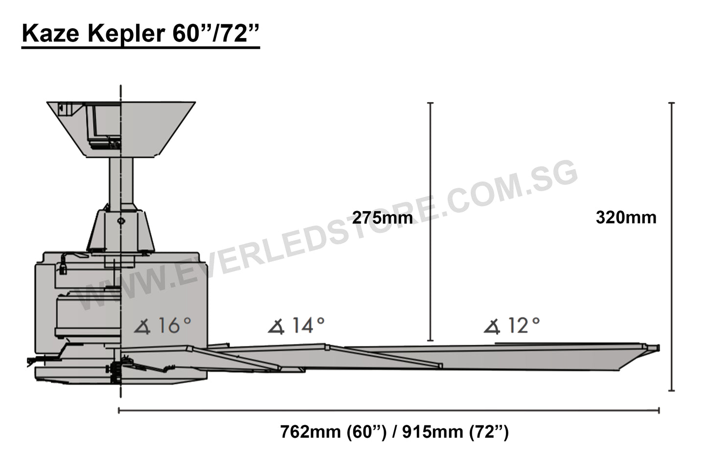 Kaze DC Kepler HMS960/HMS972 60"/72" (Inverter DC Fan)