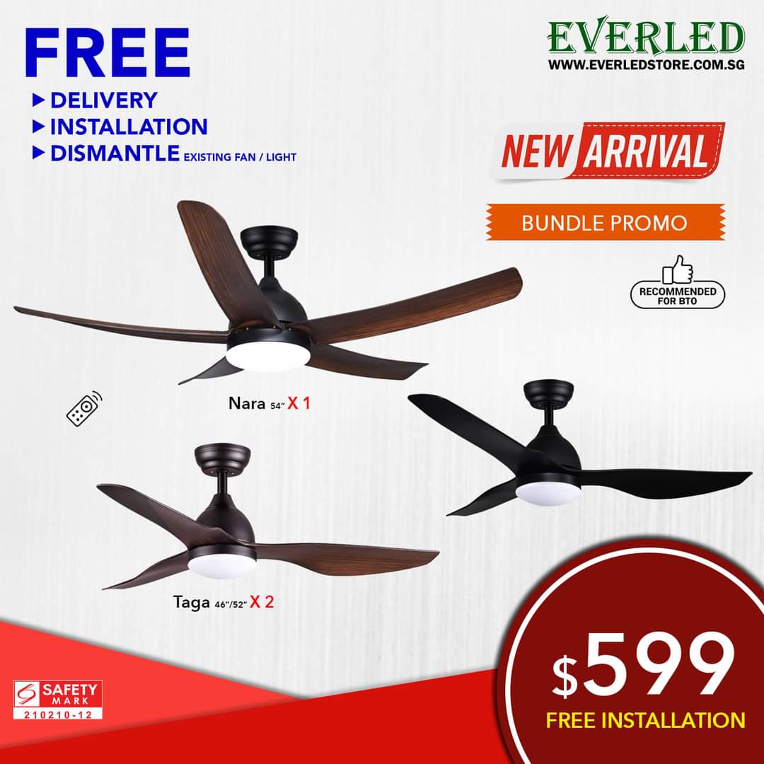 [Daiko 3 Room Flat Package] Daiko Nara X 1 + Daiko Taga X 2 (DC Inverter Fan)